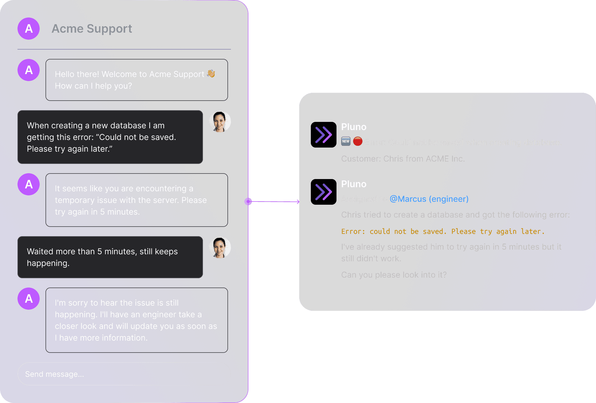 Pluno platform delivering concise, actionable ticket summaries, allowing support agents to stay informed without reading entire support threads.
